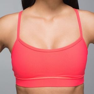 Lululemon Flow Y Bra IV, Size 8 in color electric coral